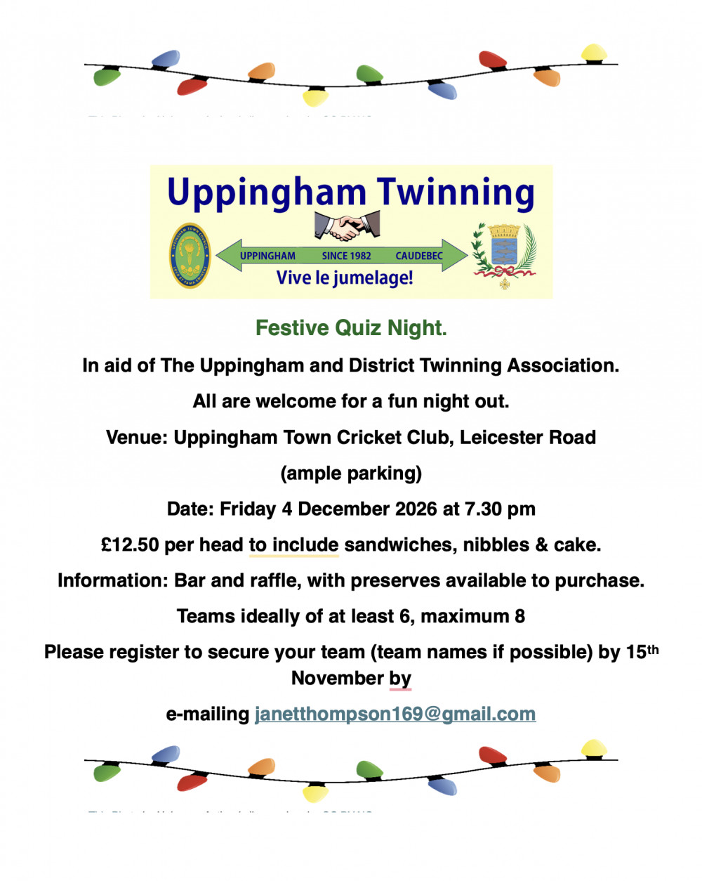 Uppingham Twinning Festive Quiz Night