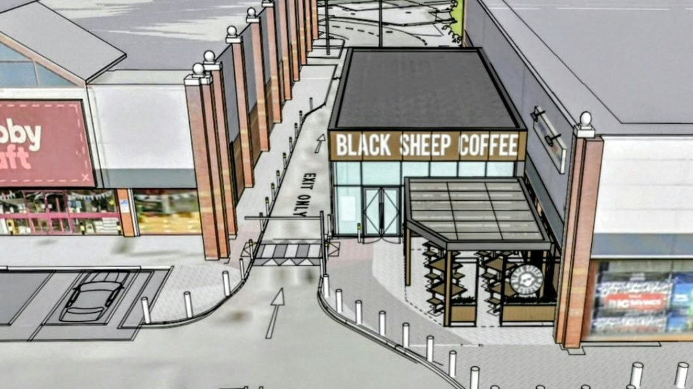Black Sheep Coffee wants to open on Grand Junction Retail Park, with proposals drawn up for a new unit next to Sports Direct (Photo: CEC Planning).