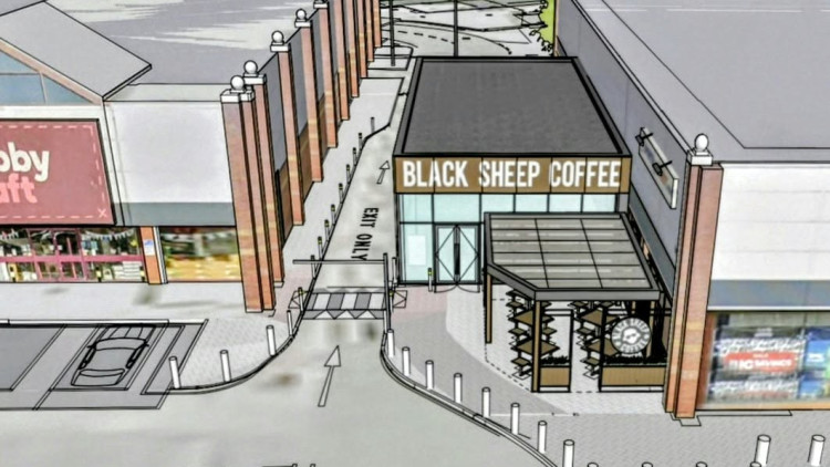 Black Sheep Coffee wants to open on Grand Junction Retail Park, with proposals drawn up for a new unit next to Sports Direct (Photo: CEC Planning).