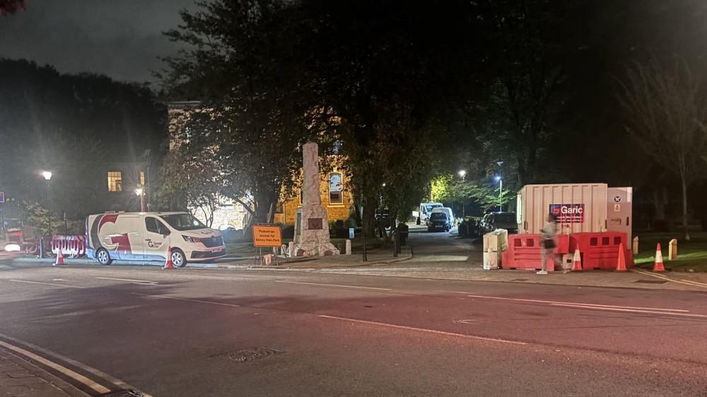 A construction firm has apologised after a ‘mess room’ was installed several metres away from a Stockport war memorial (Image - Cheadle Civic Society)