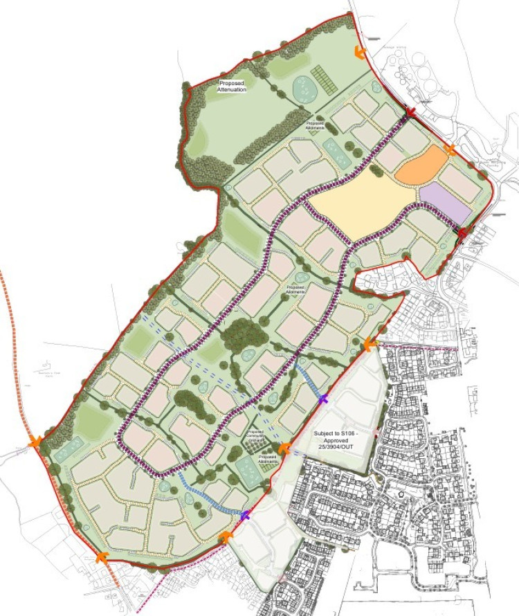 Residents have launched a petition to block plans for 1,100 new homes in Alsager. (Image: Racefield Consulting/Hallam Land) tn  