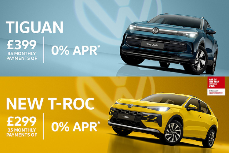 Crewe Volkswagen has fantastic 0% finance offers on two of Volkswagen’s most popular SUVs, the Tiguan and the T-Roc (Photo: Swansway).