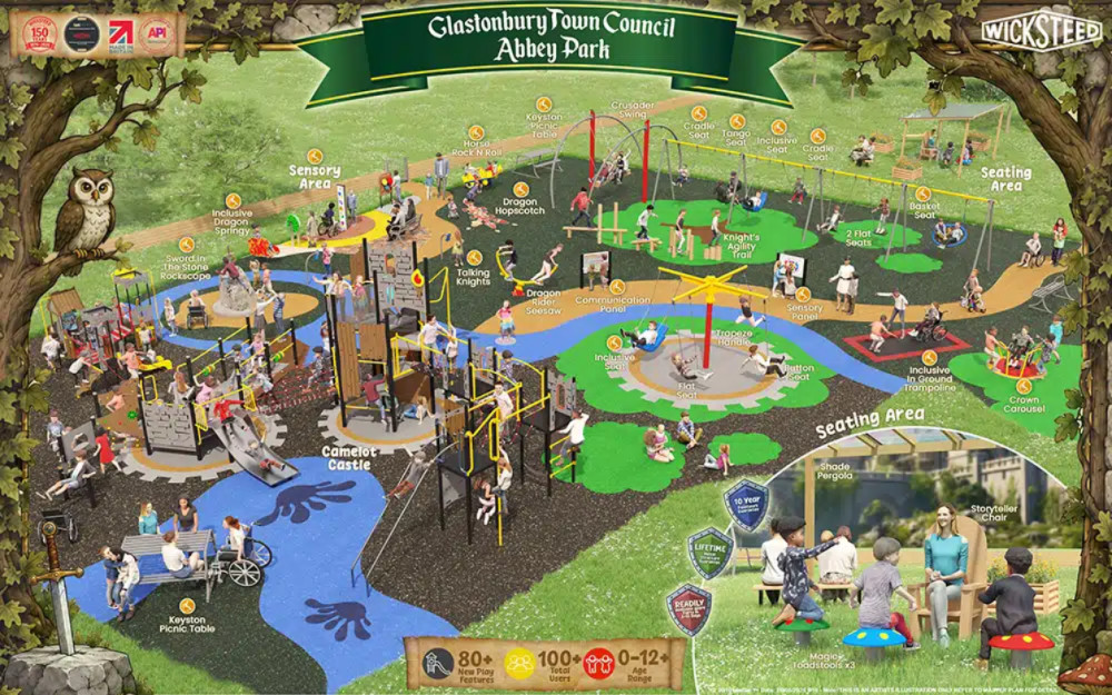 Glastonbury’s Abbey Park will get castle towers, dragons and a Sword in the Stone as part of a £200,000 play area redevelopment.