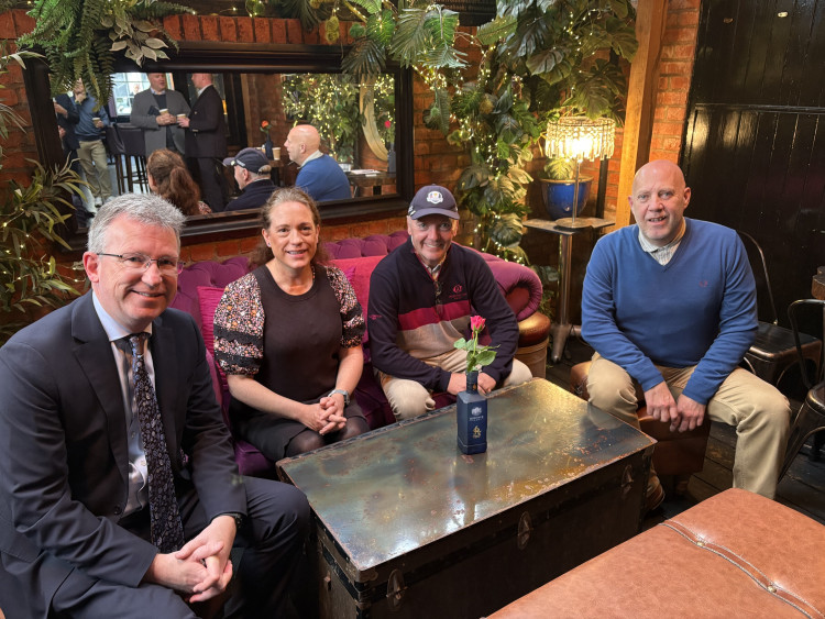 Sir Jeremy Wright KC with Julia Aratoon (Warwickshire County Council), Phil Baker (Ronnie’s Bar) and Corin Crane (Chamber)