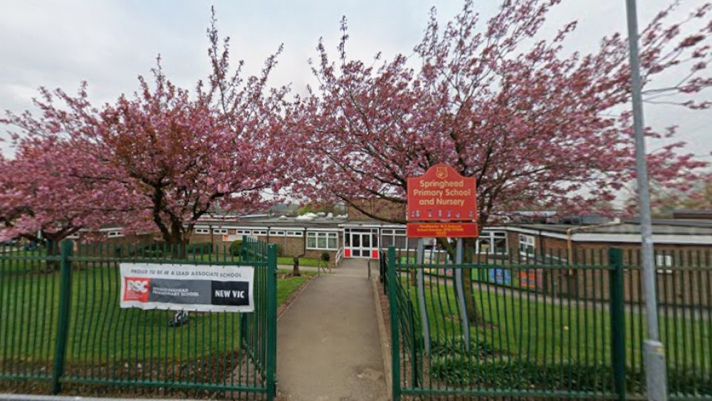 Inspectors said staff at Springhead Primary 'encourage all pupils to aim high, work hard and achieve their best' (image via Google Street View)