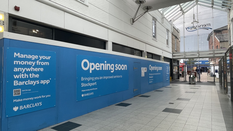 A new Barclays bank is opening in Stockport's Merseyway centre, on the site of the former YMCA charity shop (Image - Nub News)