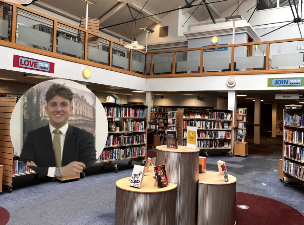 Reform UK leader George Finch pushed new library display rules at Warwickshire County Council over claims Pride exhibits indoctrinate children (images via Nub News)