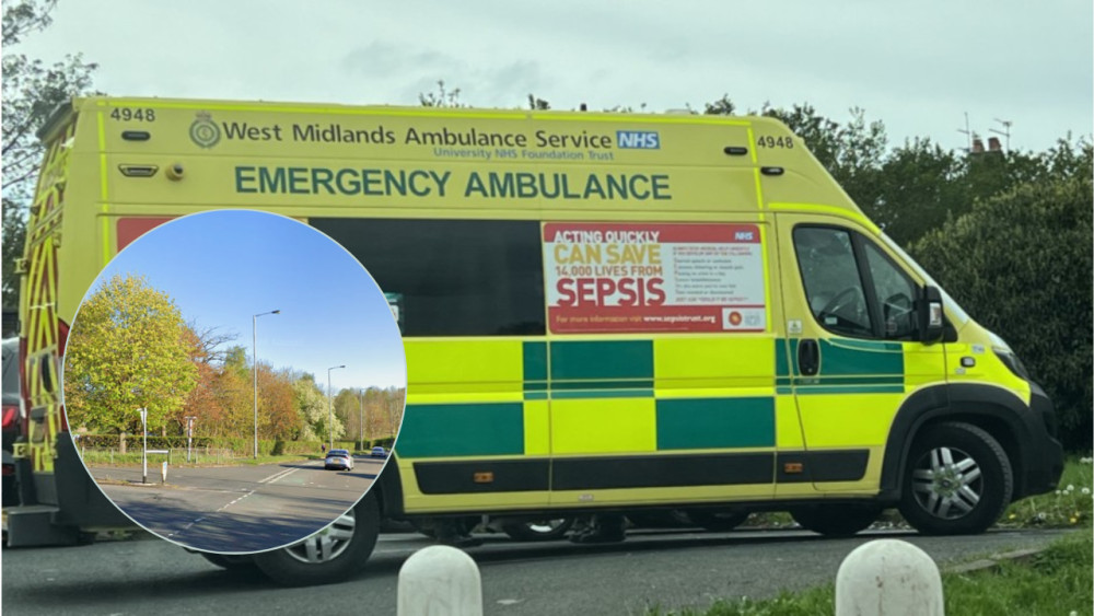 West Midlands Ambulance Service was called to Clayton Road this morning (main image via Nub News / inset image via Google Street View)