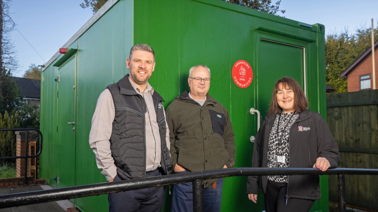 (L-R) James Phillips - Projects Director for Lovell, Paul Cotterill - Founder of the City Farm charity, Rachel Forster - CSR Coordinator for Stoke-on-Trent City Council Repairs and Maintenance Service (image via Stoke-on-Trent City Council)