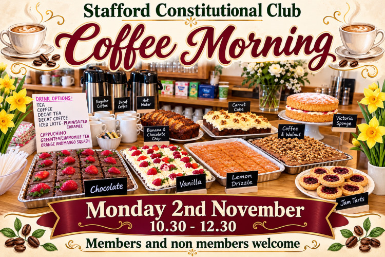 Coffee Morning poster (image via Stafford Constitutional Club)