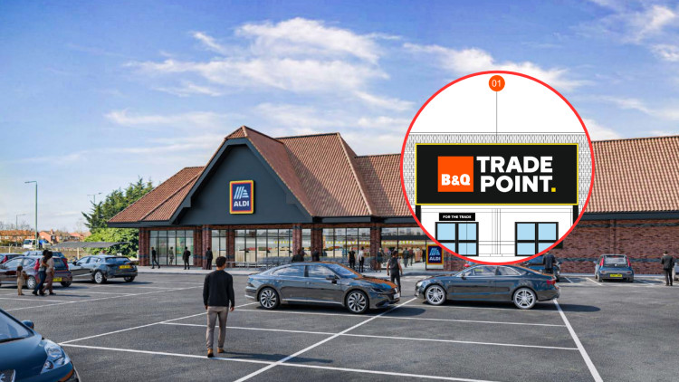 An artist impression of the approved Aldi Hanworth and B&Q's refused sign (credit: Aldi & Planning application).