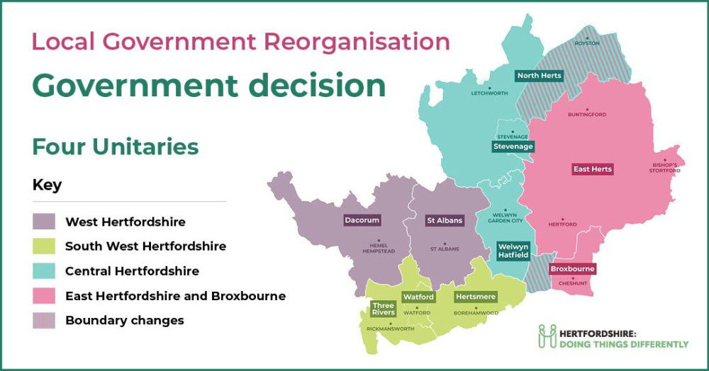 A potential new unitary council for Central Hertfordshire would see Labour elected as the largest party