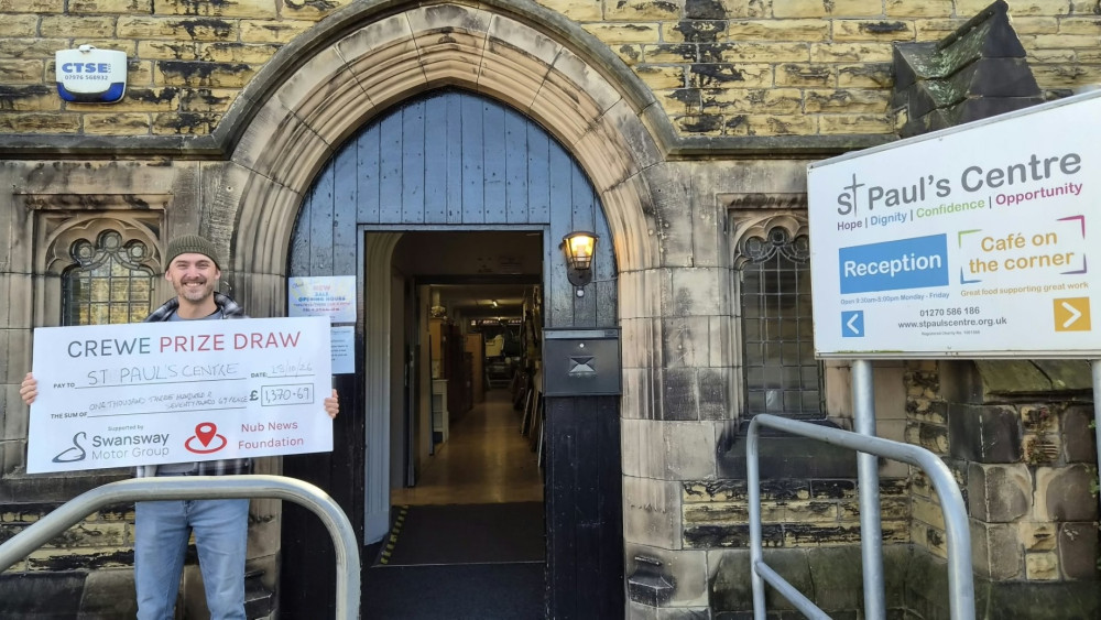 St. Paul's Centre has been handed £1,300 from Crewe Prize Draw, able to feed 45 local households (Photo: Ryan Parker).