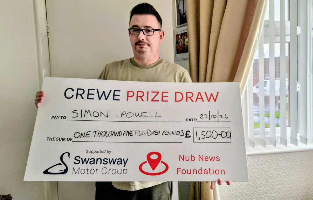 Crewe resident, Simon Powell, is the ninth winner of the £1,500 Crewe Prize Draw (Photo: Ryan Parker).