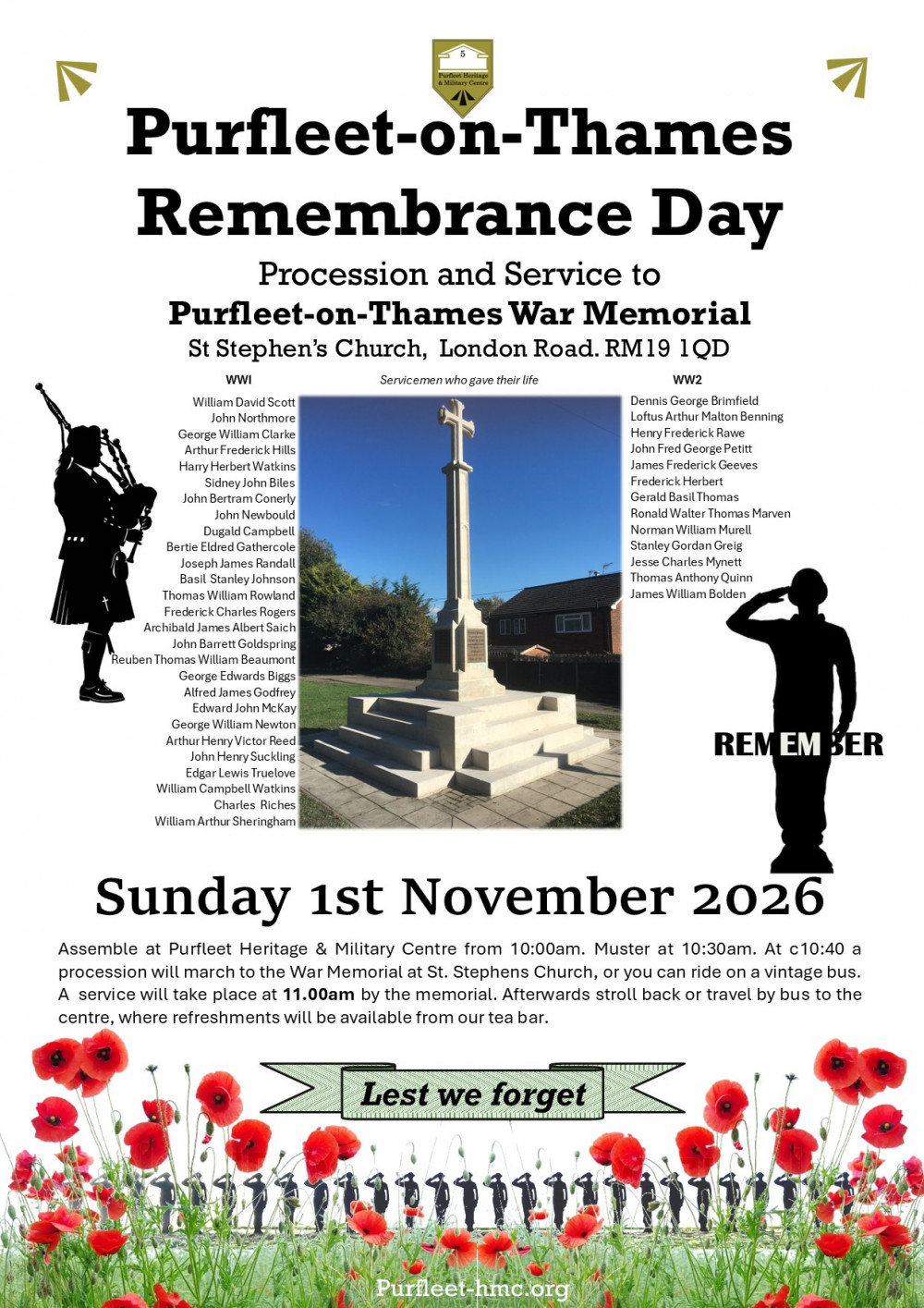Purfleet-on-Thames Remembrance Day