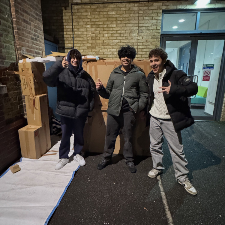 Students studying the BTEC Level 3 in 3D Design at Kingston College have successfully completed their sponsored overnight sleep out (Image supplied)