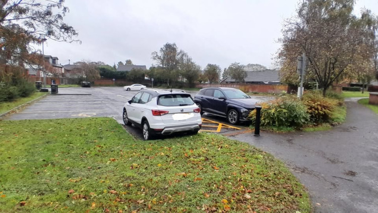 Only four cars were parked in the Station Road car park at 9.30 am today (Monday). (Photo: Tony Weston)  