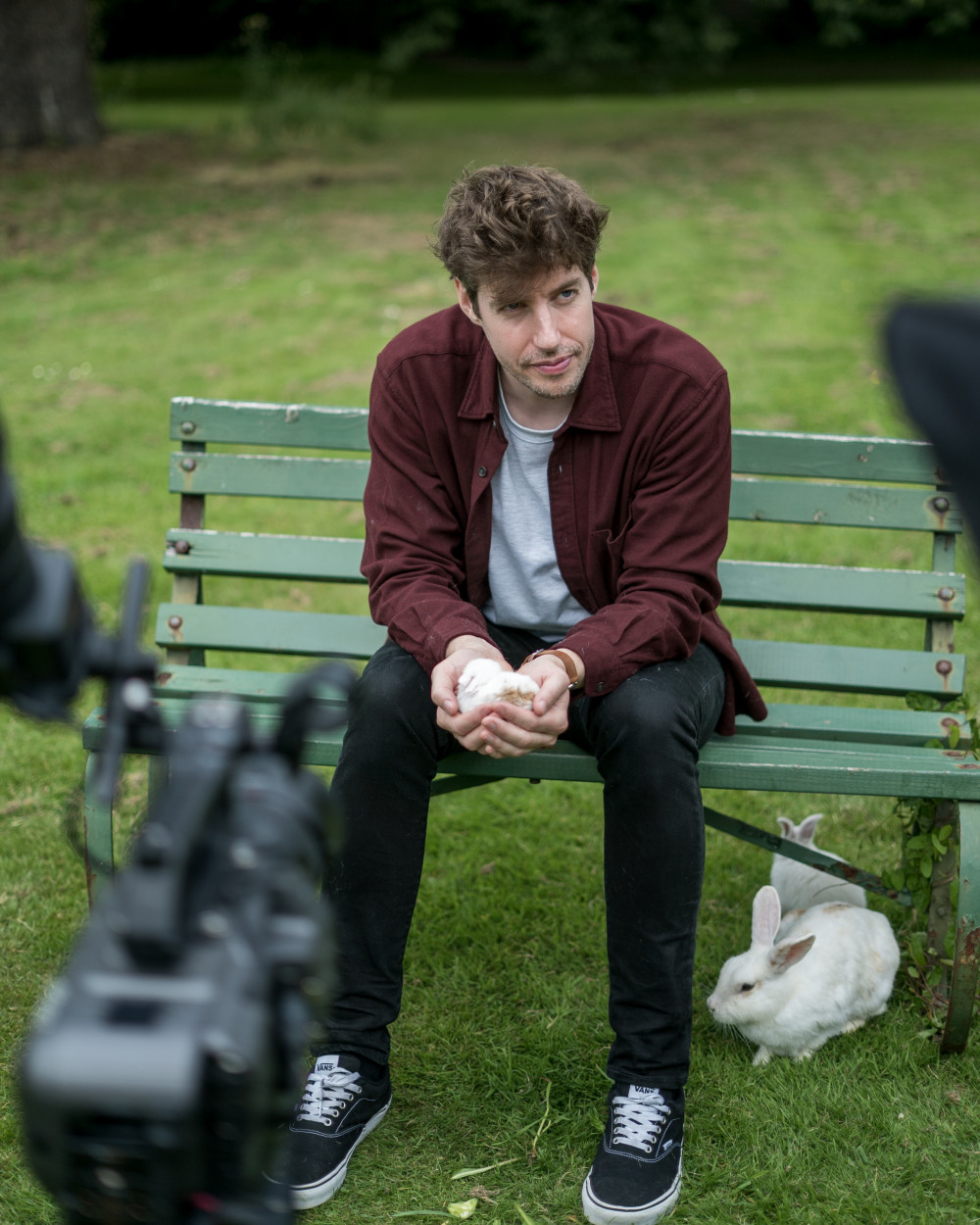 Dr Joel Alves and some rabbits