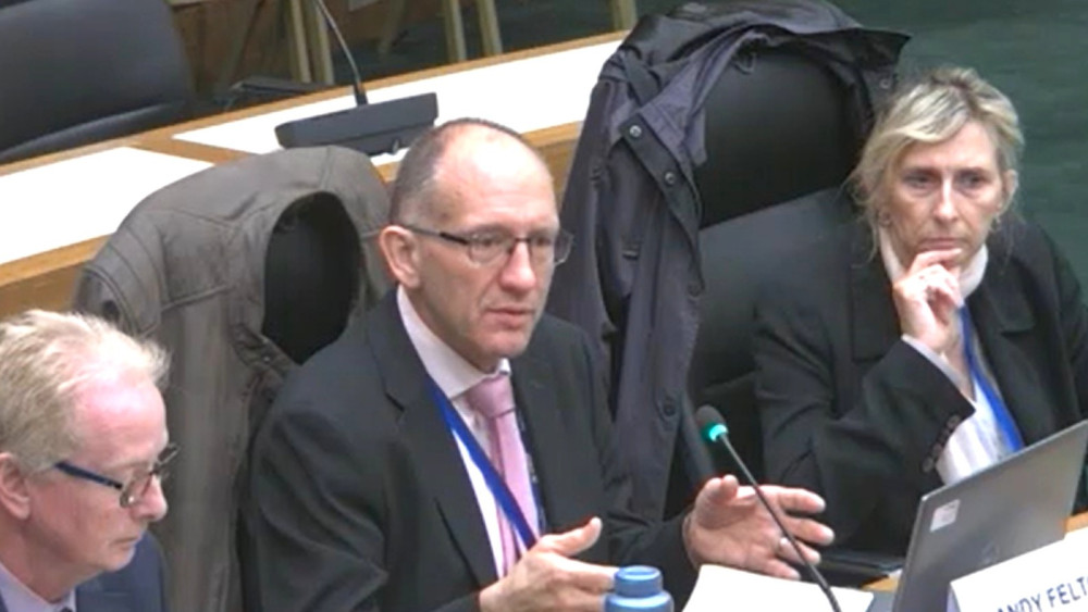 Andrew Felton, the council’s director of resources, speaking at the resources and delivering value scrutiny board meeting (Picture: Solihull Council)