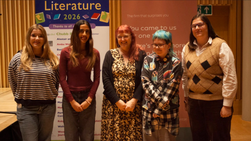 Prize-giving at Wells Festival of Literature. 