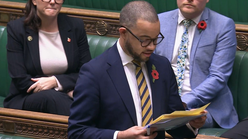 Newcastle-under-Lyme MP Adam Jogee during the House of Commons debate on jobs and employment in Staffordshire (image via parliamentlive.tv)