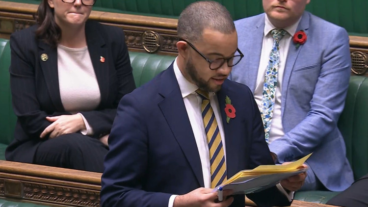 Newcastle-under-Lyme MP Adam Jogee during the House of Commons debate on jobs and employment in Staffordshire (image via parliamentlive.tv)