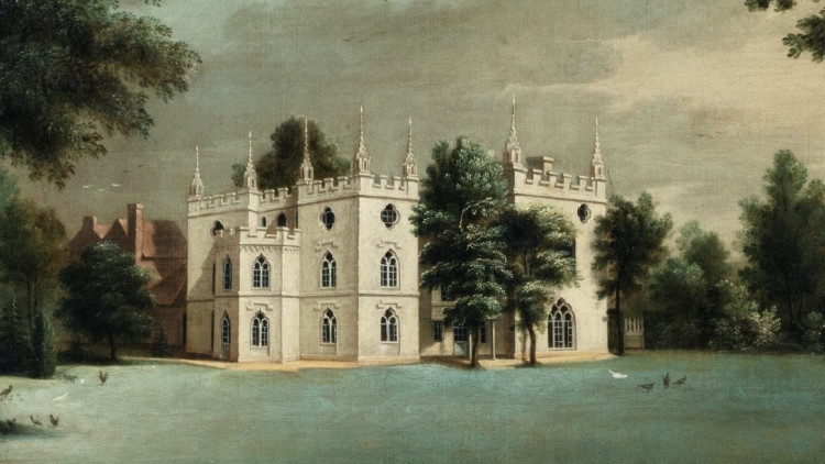 Johann Heinrich Müntz's South East View of Strawberry Hill House on oil canvas c.1755–58 (credit: Strawberry Hill House & Garden).