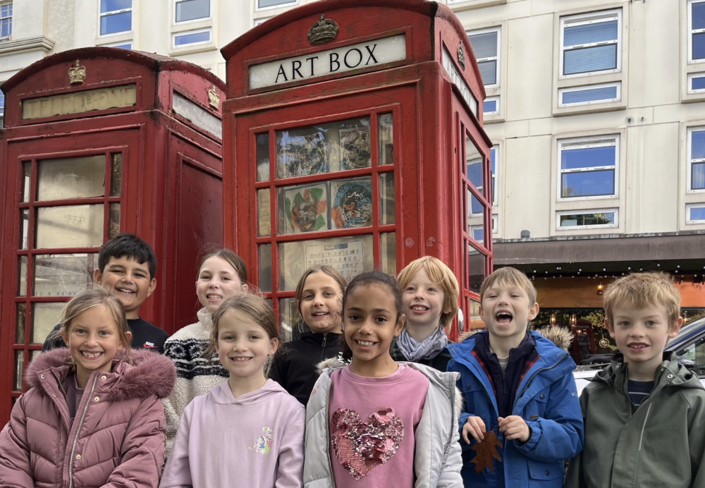 Clapham Terrace Primary School pupils visited Art Box, a Leamington gallery displaying the work of some of their fellow classmates (image supplied) 