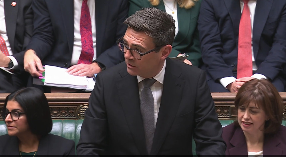 Prime minister Andy Burnham MP at Prime Minister's Questions. CREDIT: Houses of Parliament