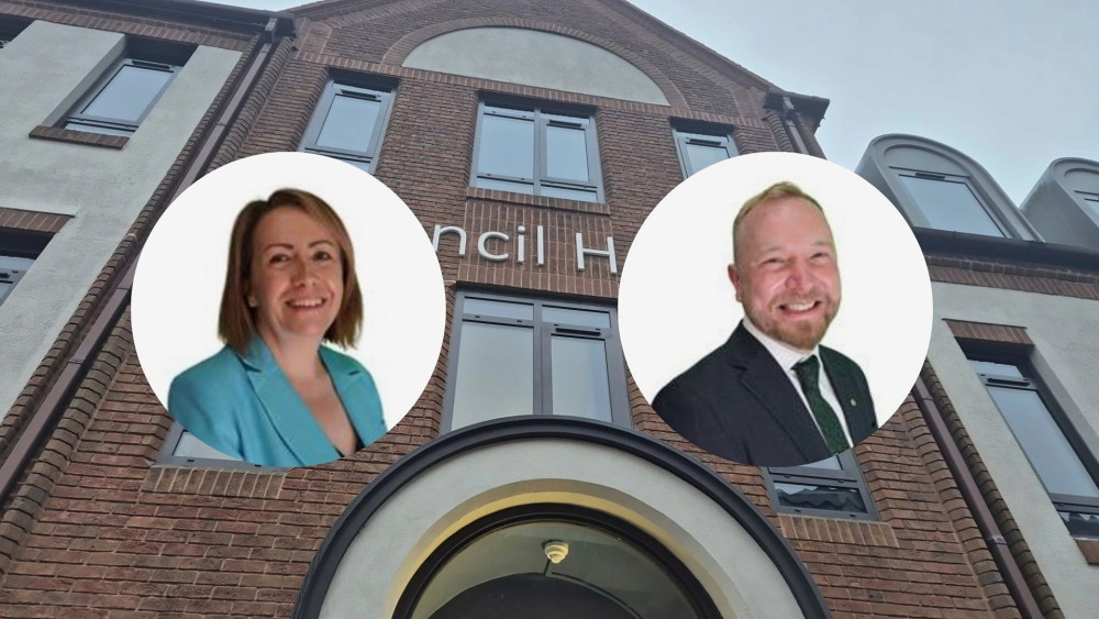 Cllr Samantha Gethen, leader of the opposition Reform UK group on Solihull Metropolitan Borough Council (SMBC), wrote to Green group leader Cllr Max McLoughlin urging him and his colleagues to leave the party (Image via LDRS, SMBC, Nub News)