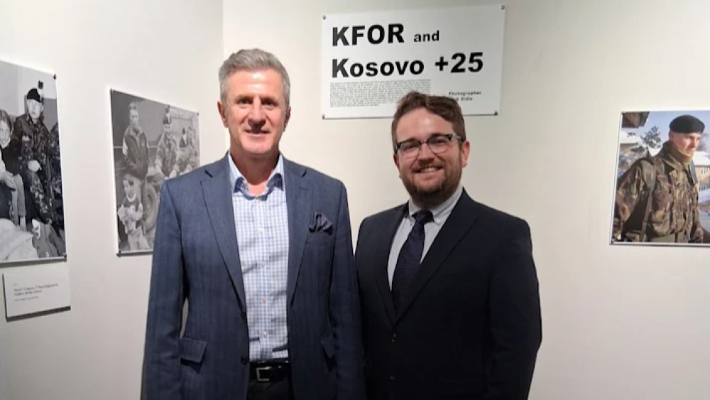 His Excellency Ilir Kapiti, Kosovan ambassador to the UK (left), with Councillor Dan Oliver, cabinet member for communities, culture and public protection at Stockport Council (Image - Stockport Council)