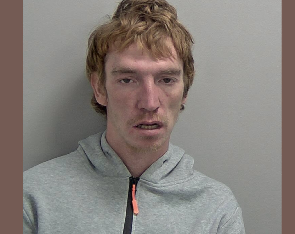Wayne Harvey aged 39 has been banned from seven stores, including Aldi and Boots, for five years after he was caught stealing from stores in town (image via Leamington Police)