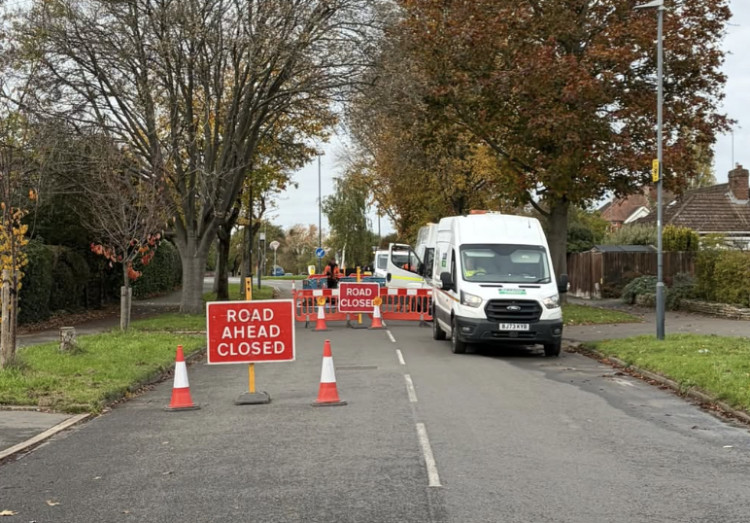 Parklands Avenue in Leamington is expected to be closed until 2 November for emergency water repairs (image via Cllr Sarah Boad)