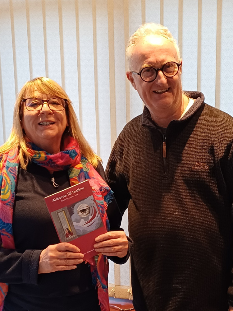 Congleton poet Diane Cook with publisher Philip Williams. (Photo: Philip Williams)