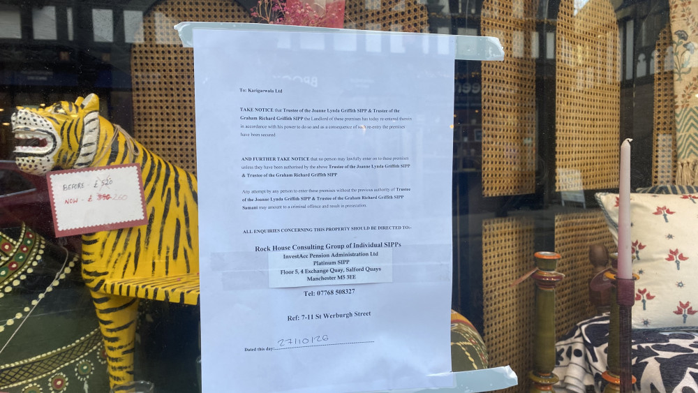 A Chester landlord has changed the locks at a city centre store (Image: Nub News)