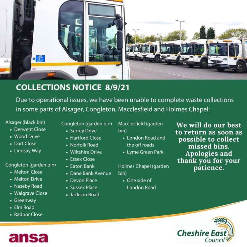 Ansa has apologised for missed collections and says it will return