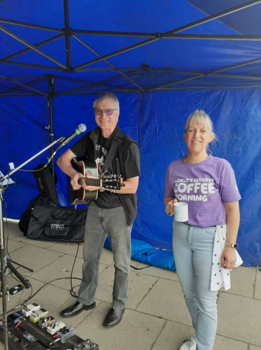 Judith with musician Ian Rendle who entertained coffee morning goers Judith with musician Ian Rendle who entertained coffee morning goers