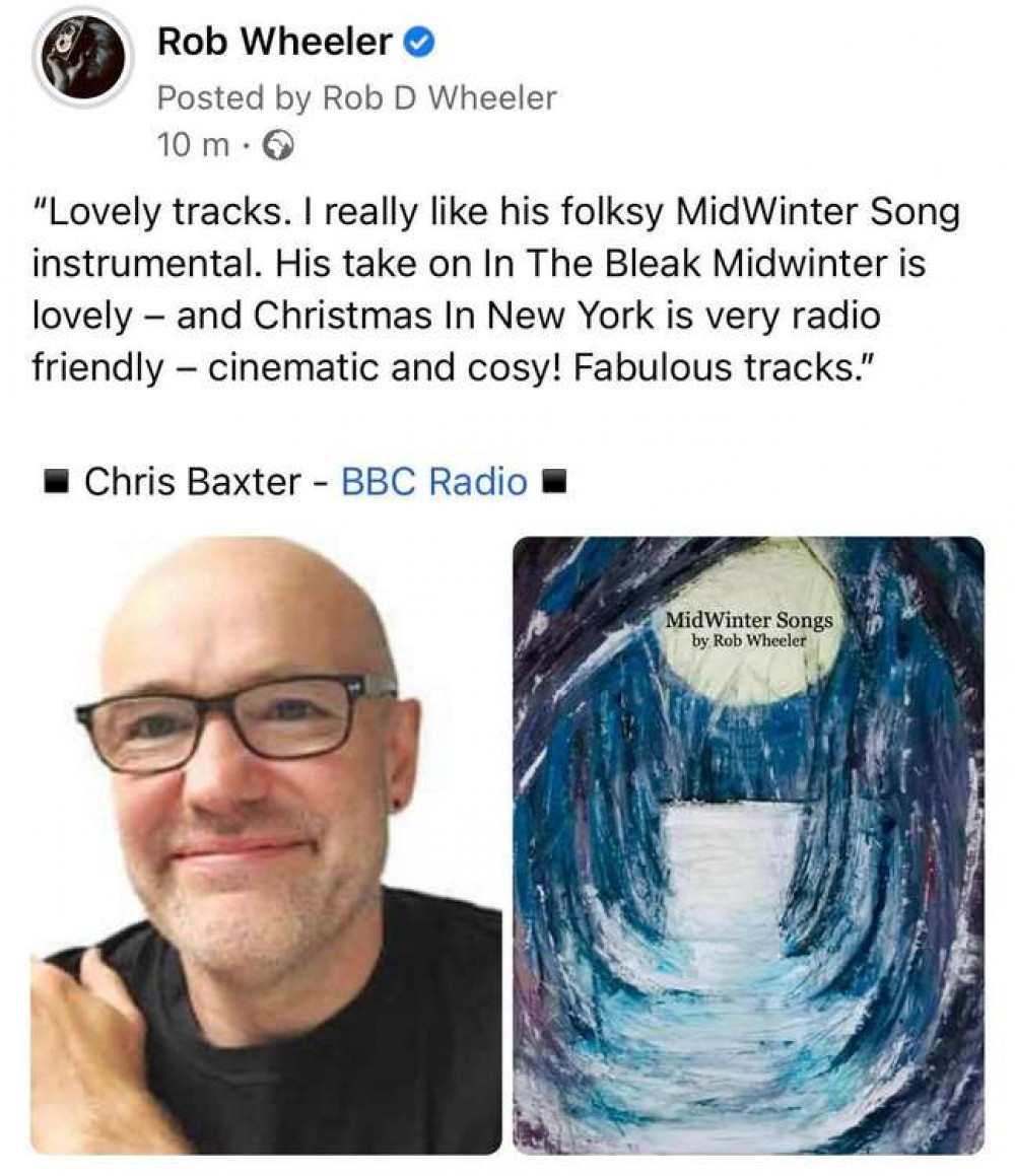 Rob has received acclaim from the BBC's Chris Baxter for his Christmas album Rob has received acclaim from the BBC's Chris Baxter for his Christmas album