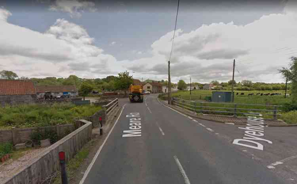 Where the Mill Stream goes underneath the B3151 Glastonbury to Meare road