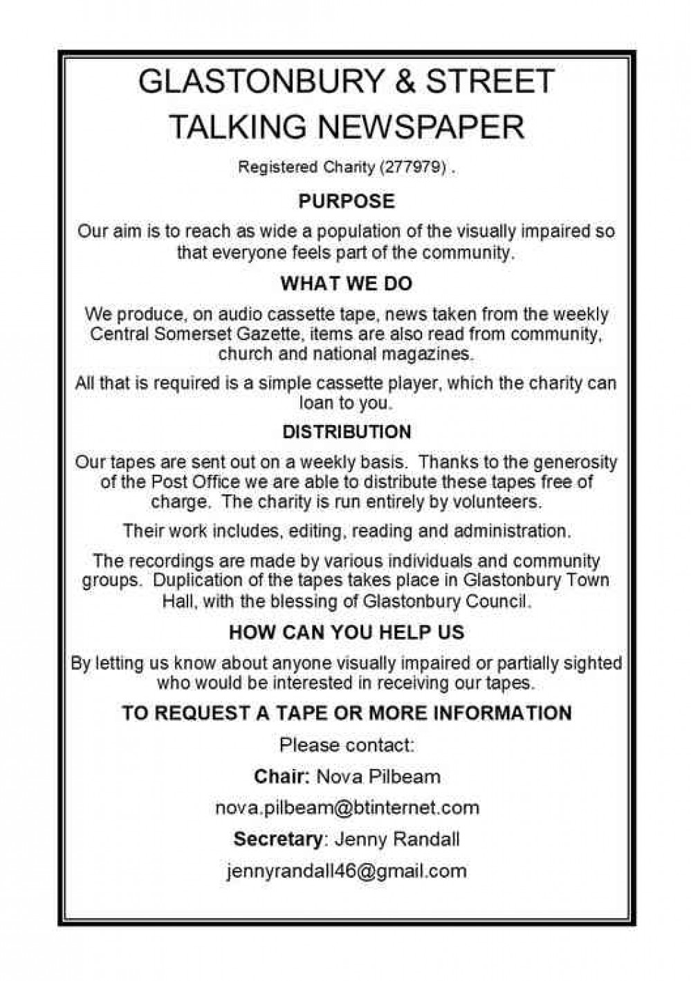 Information on Glastonbury and Street Talking Newspaper Information on Glastonbury and Street Talking Newspaper