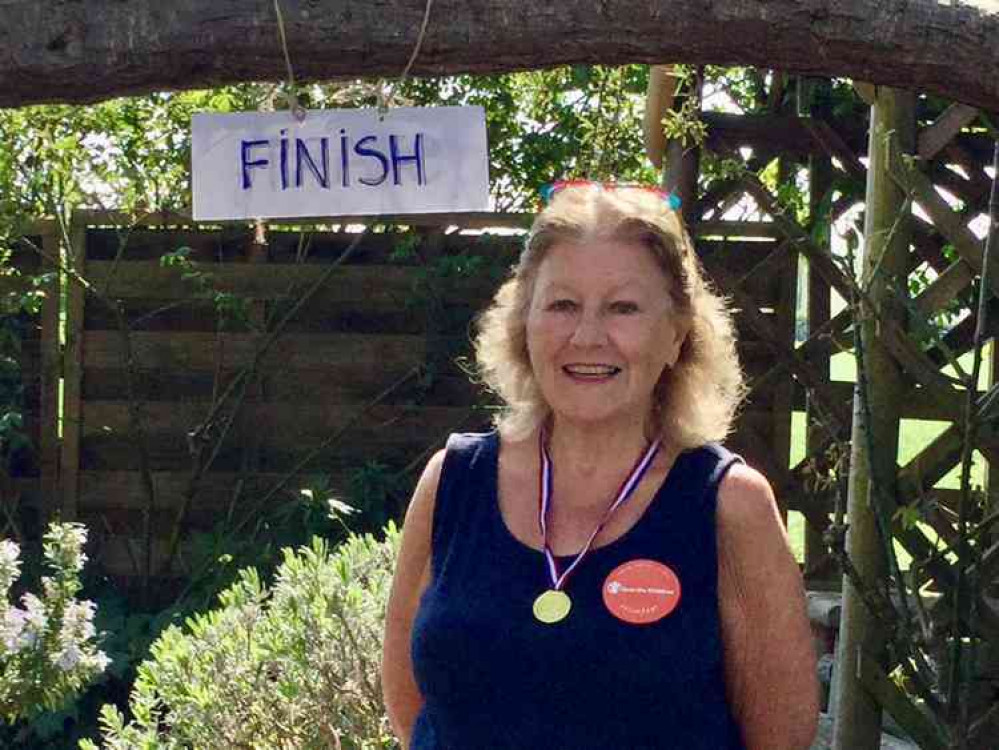 Joanna Stevens at the end of her marathon effort