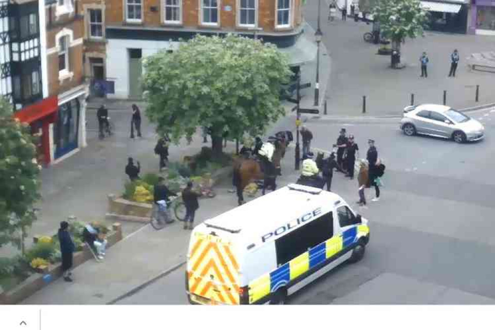 Screen grab of the protest taken from the Glastonbury Market Place webcam (Photo: GlastonburyOnline)