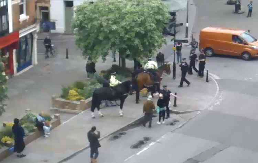 Screen grab of the protest taken from the Glastonbury Market Place webcam (Photo: GlastonburyOnline)