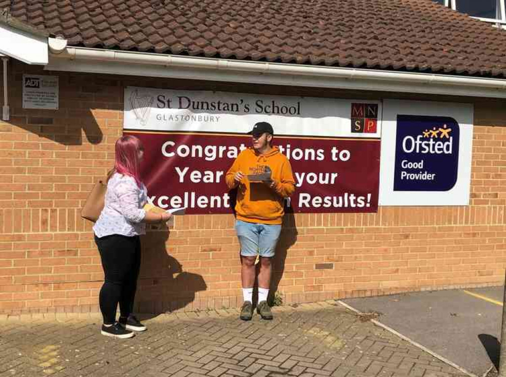 Celebrating GCSE results at St Dunstan's School in Glastonbury