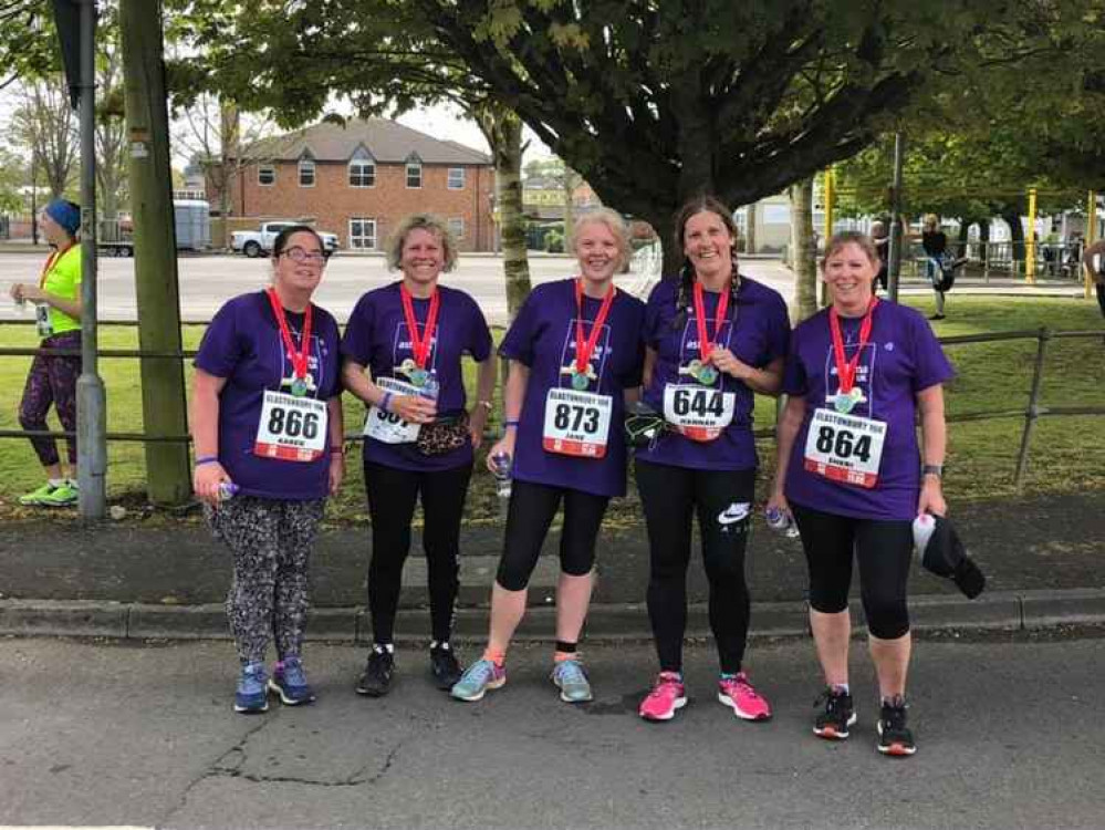 The St Dunstan's team after completing the Glastonbury Road Run