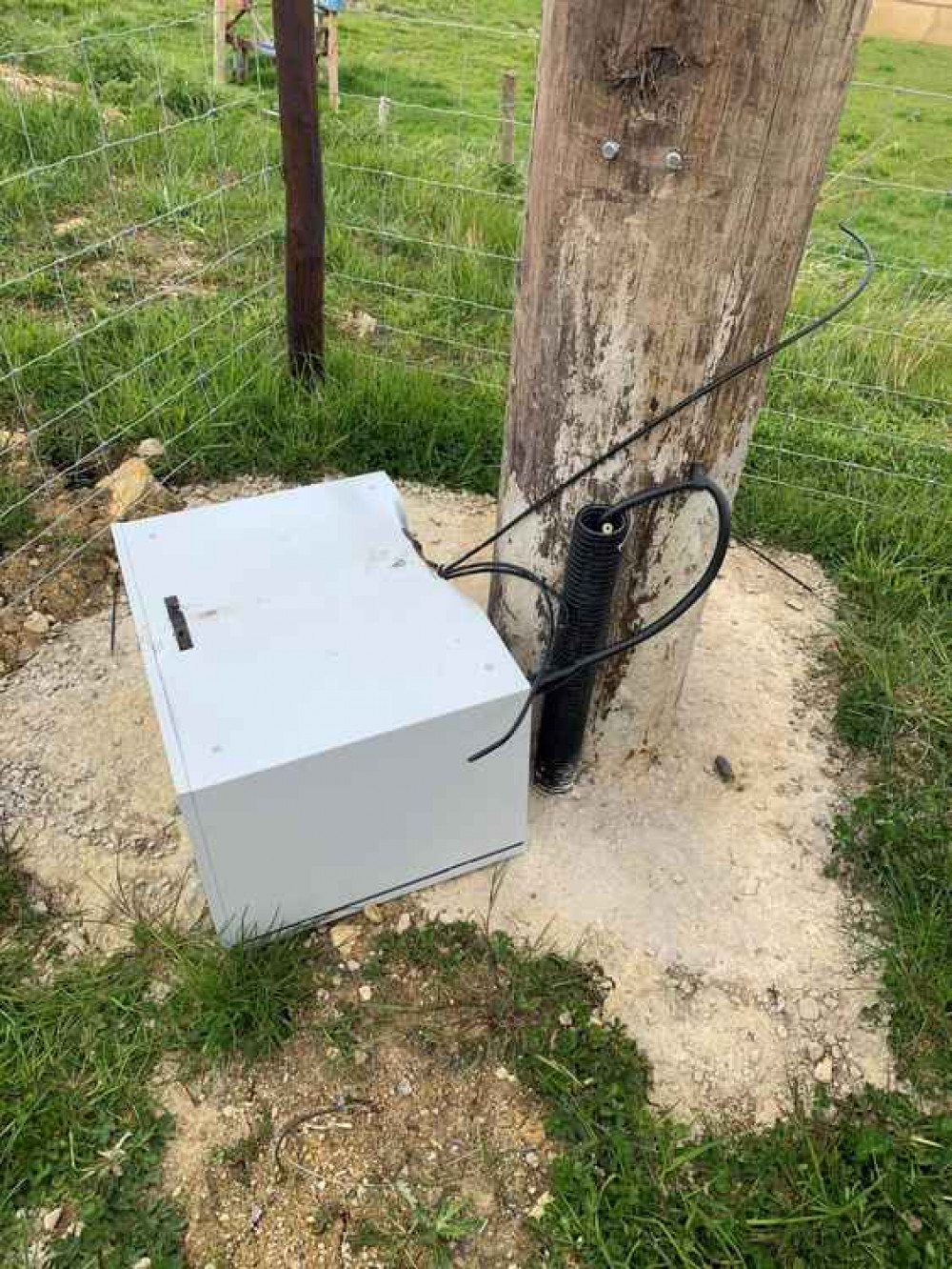 The damaged equipment near Glastonbury