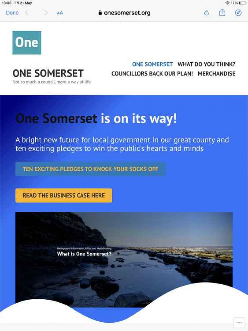 The One Somerset spoof website (Photo: Shaun Davey)