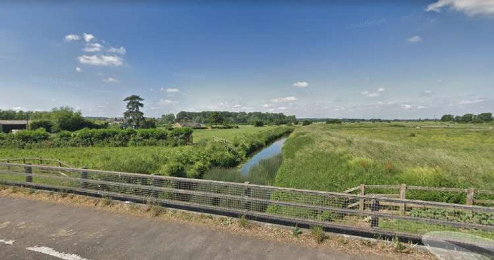 The River Brue Seen From A39 The Causeway In Glastonbury. CREDIT: Google Maps. Free to use for all BBC wire partners.