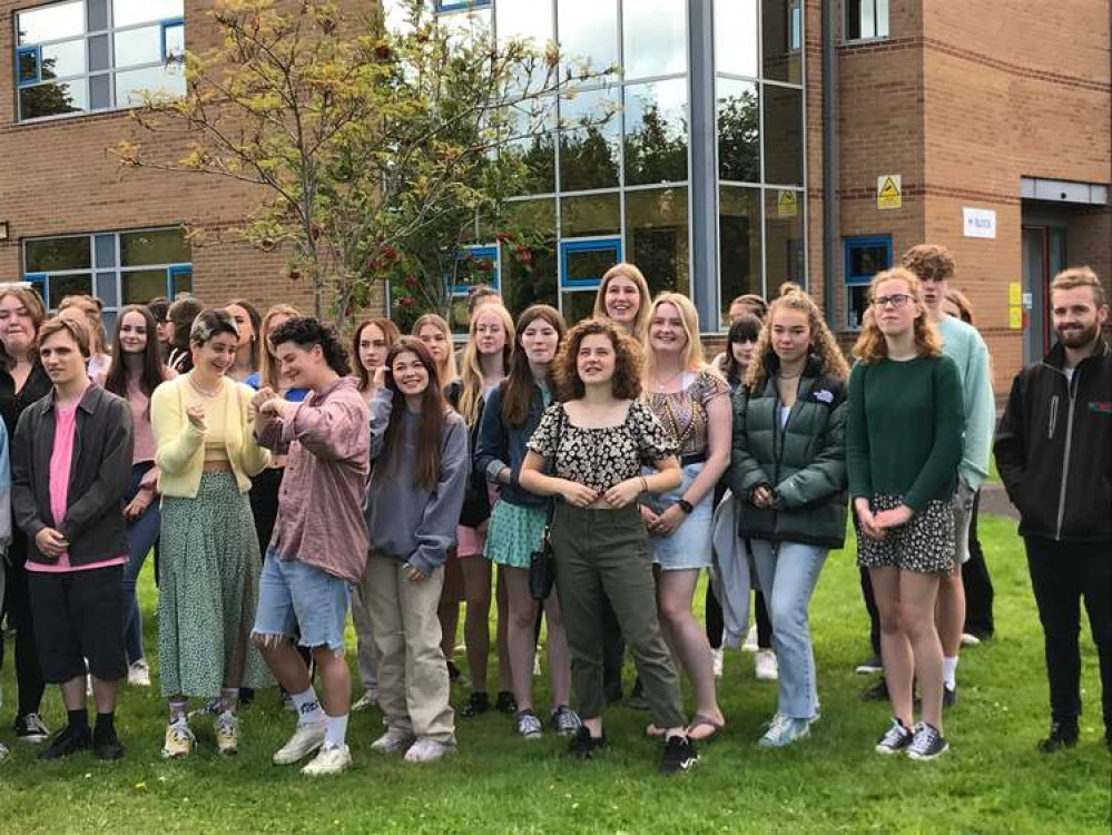 Strode College students at the A-level results day celebration today