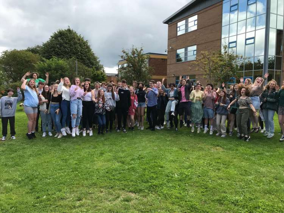 Strode College students at the A-level results day celebration today